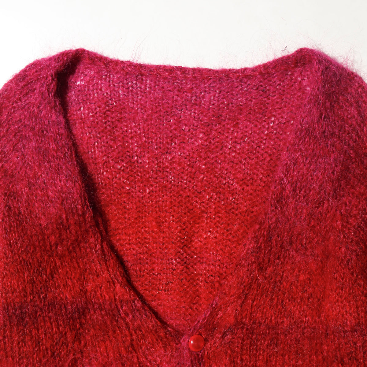 vintage raspberry hand knit mohair cardigan