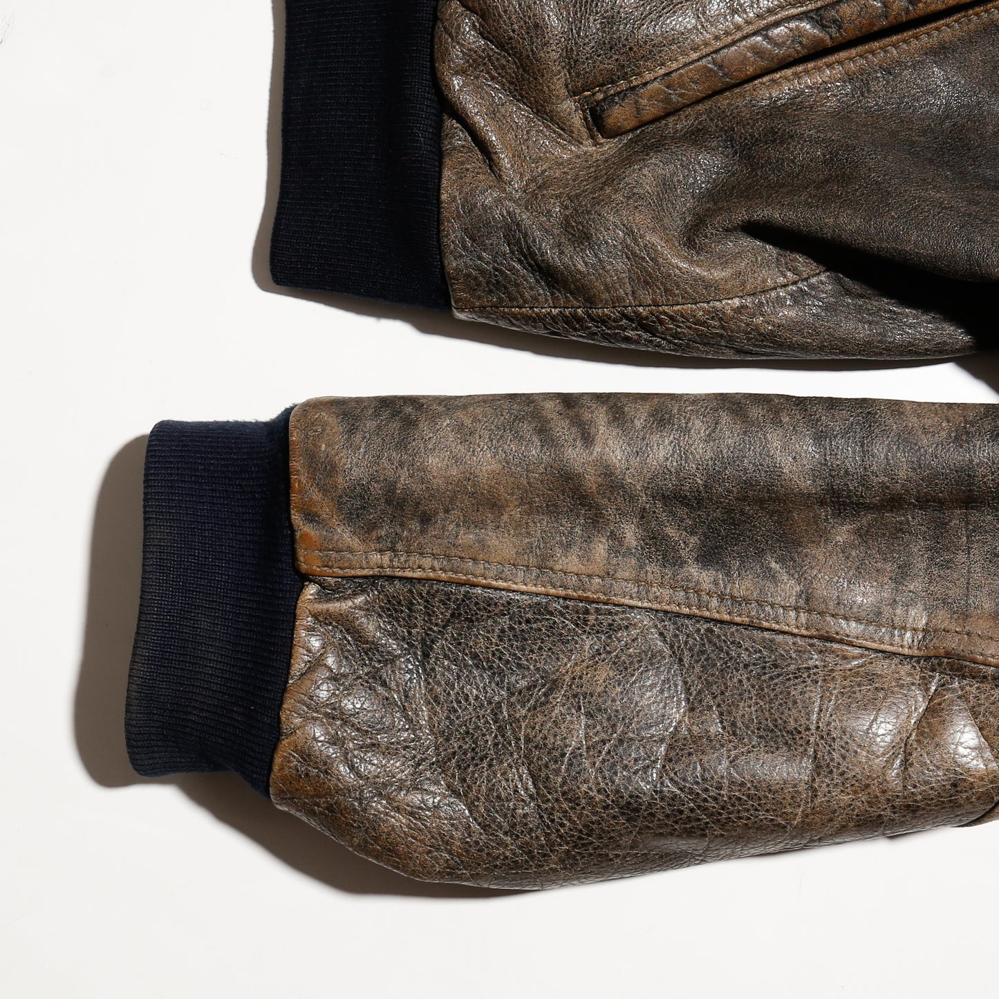 vintage fadded leather bomber jacket