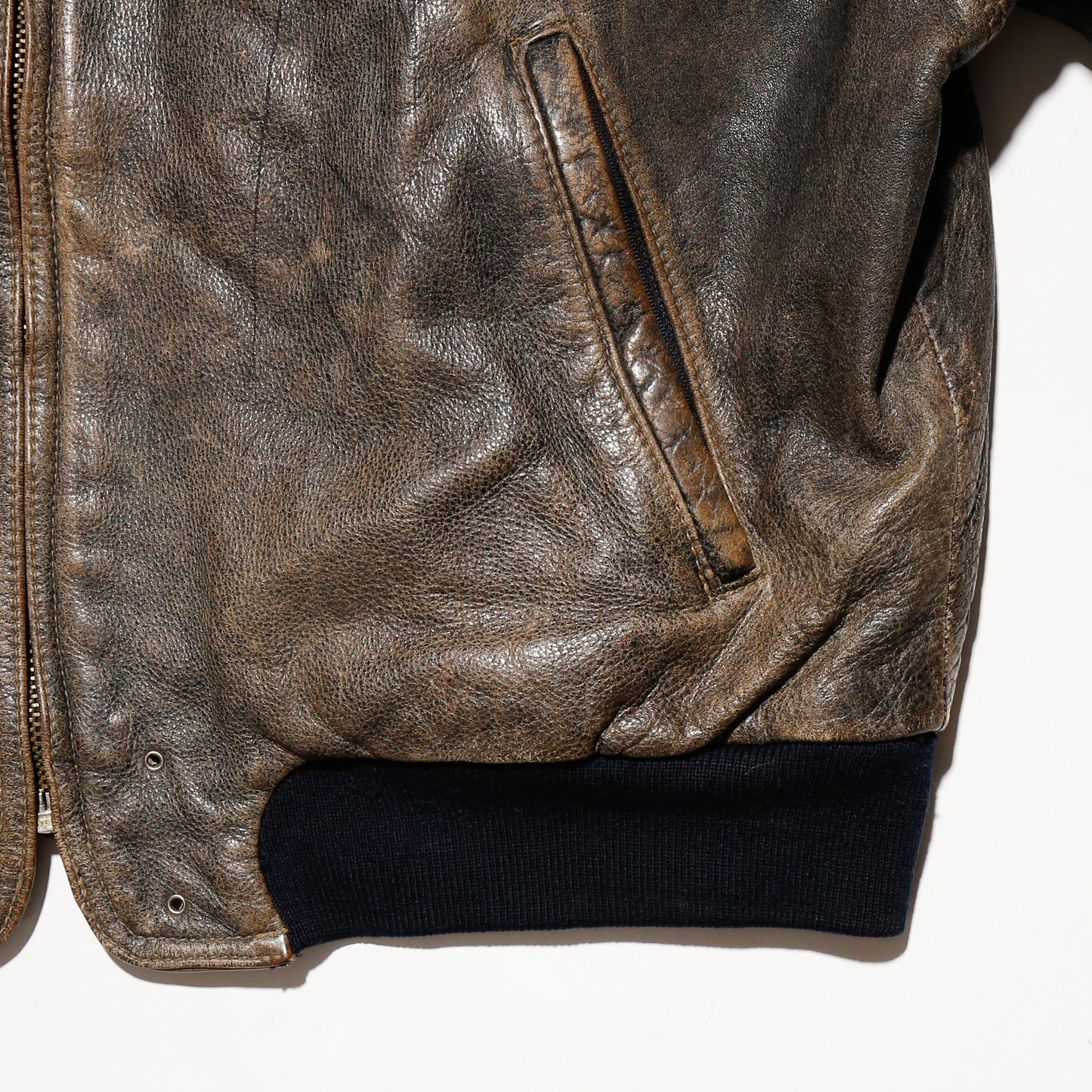 vintage fadded leather bomber jacket