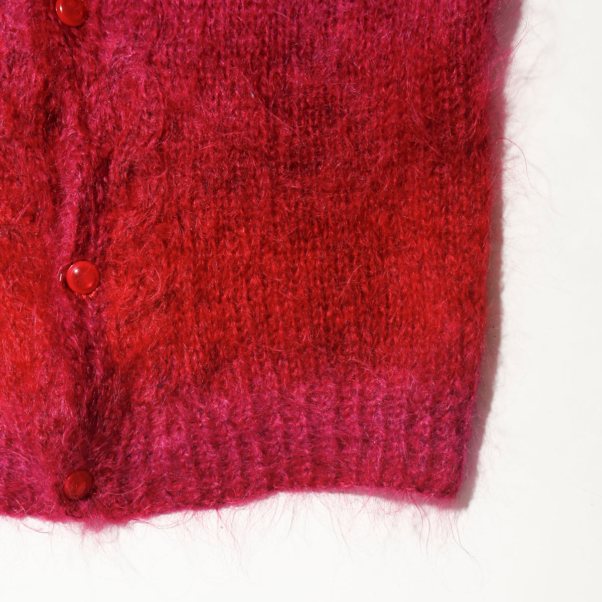 vintage raspberry hand knit mohair cardigan