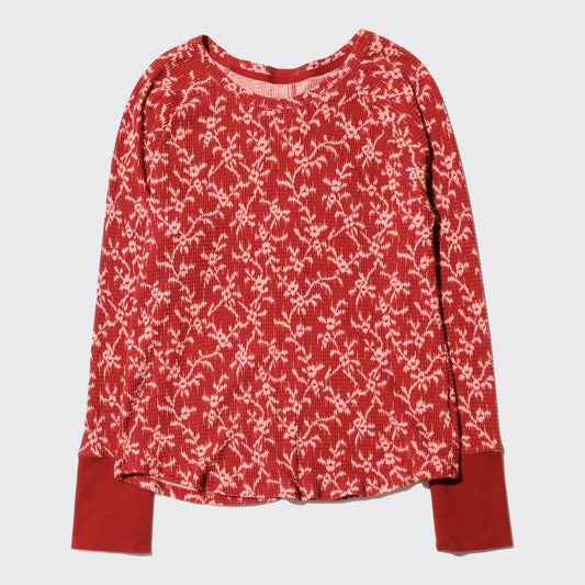 vintage rose waffle l/s