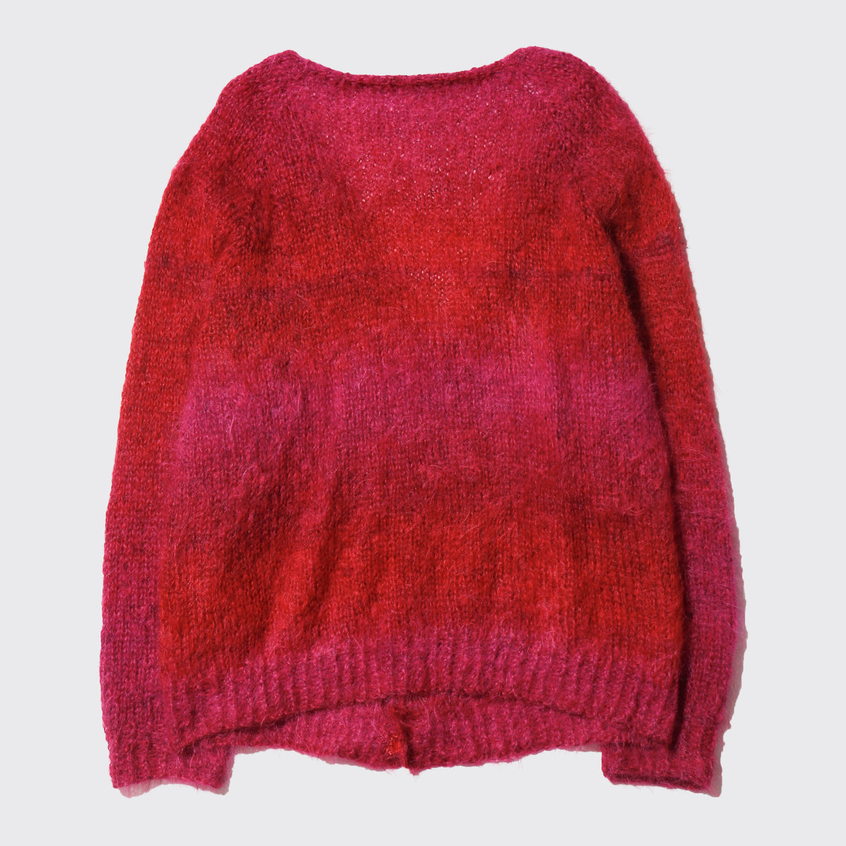 vintage raspberry hand knit mohair cardigan