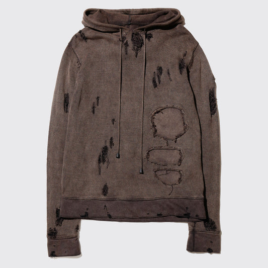 *one-off dust broken knit hoodie