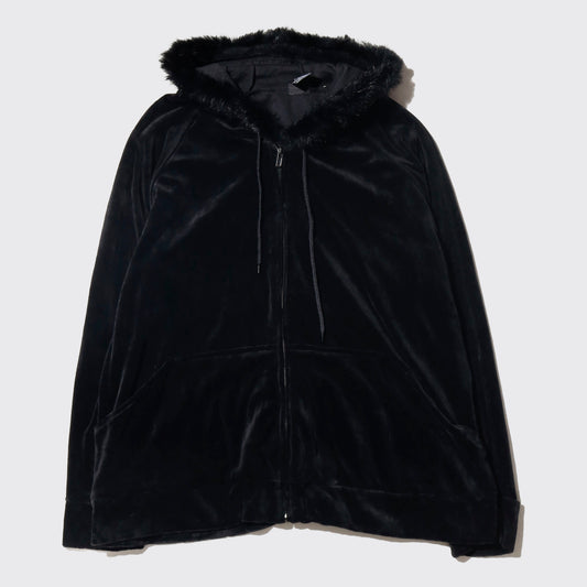 vintage fur velour hoodie
