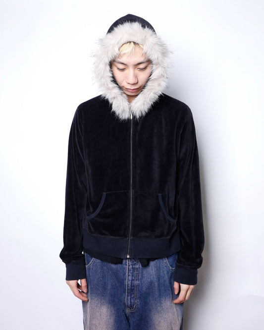 vintage with fur velour hoodie
