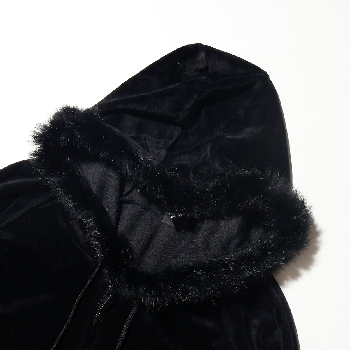 vintage fur velour hoodie