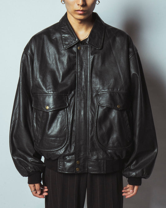 vintage loose aviator leather jacket
