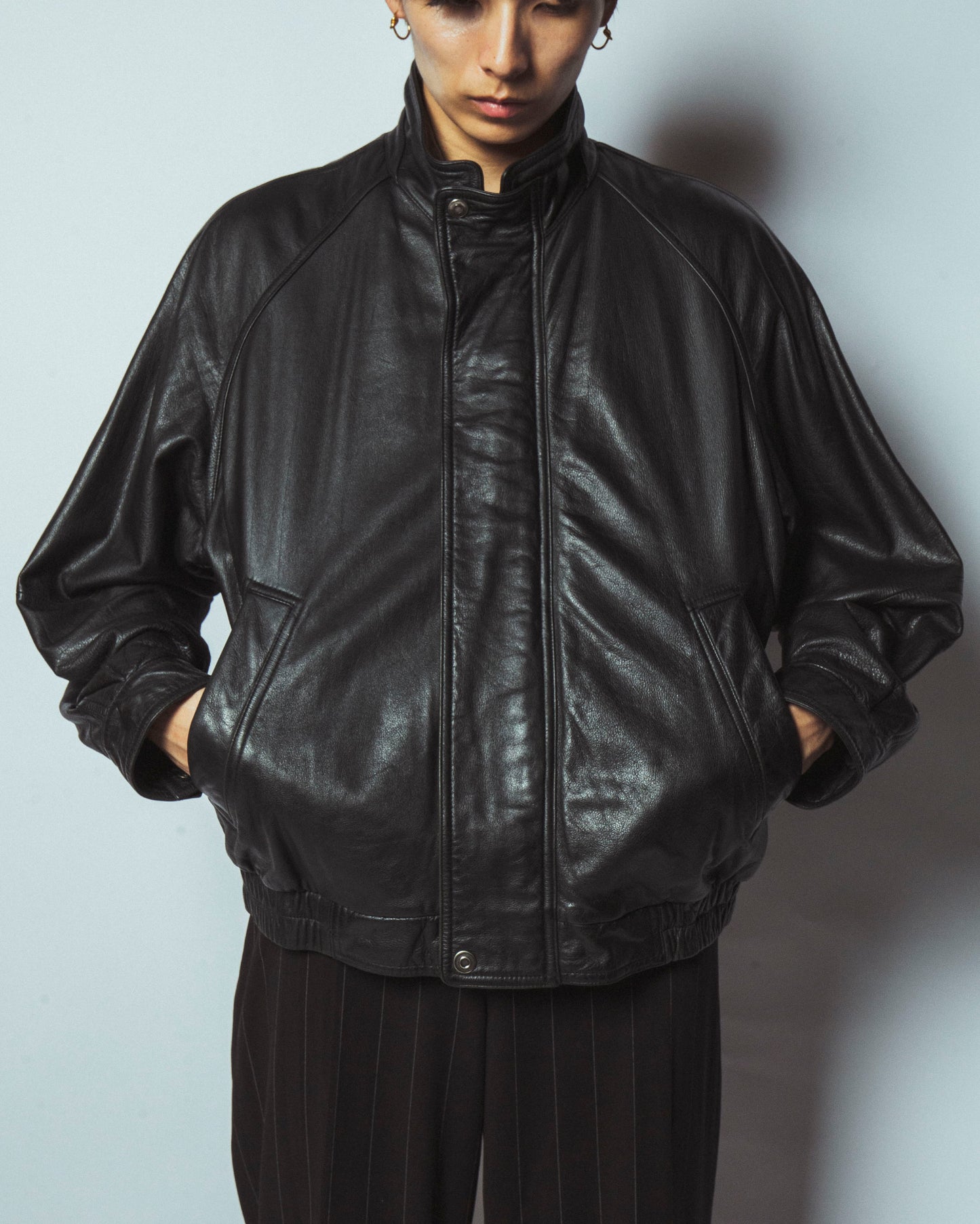 vintage loose leather blouson