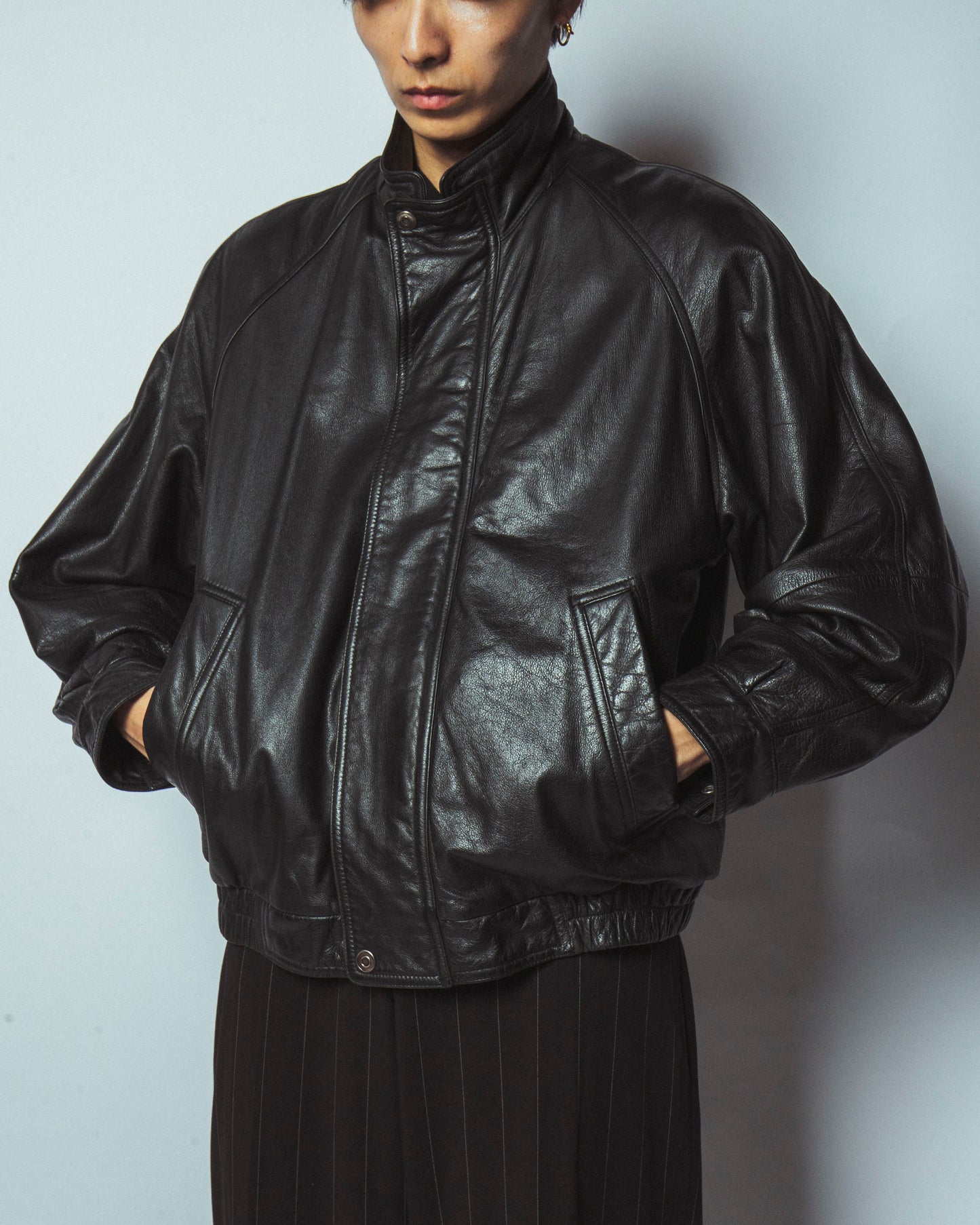 vintage loose leather blouson