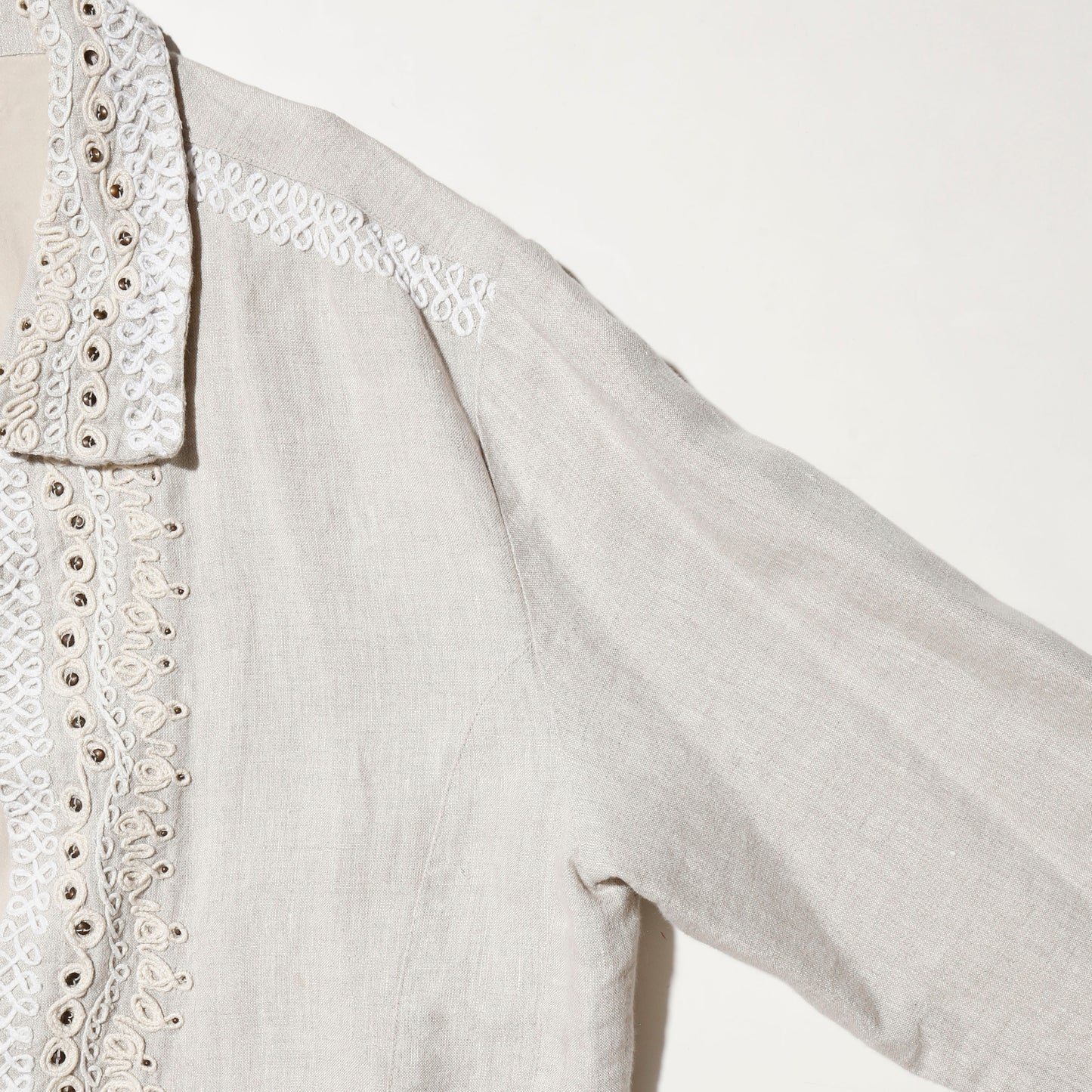 vintage chico's broderied linen jacket