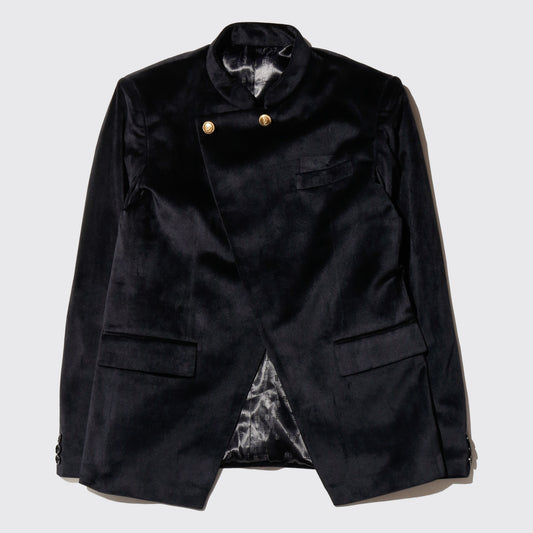 vintage mandarin collar velvet jacket