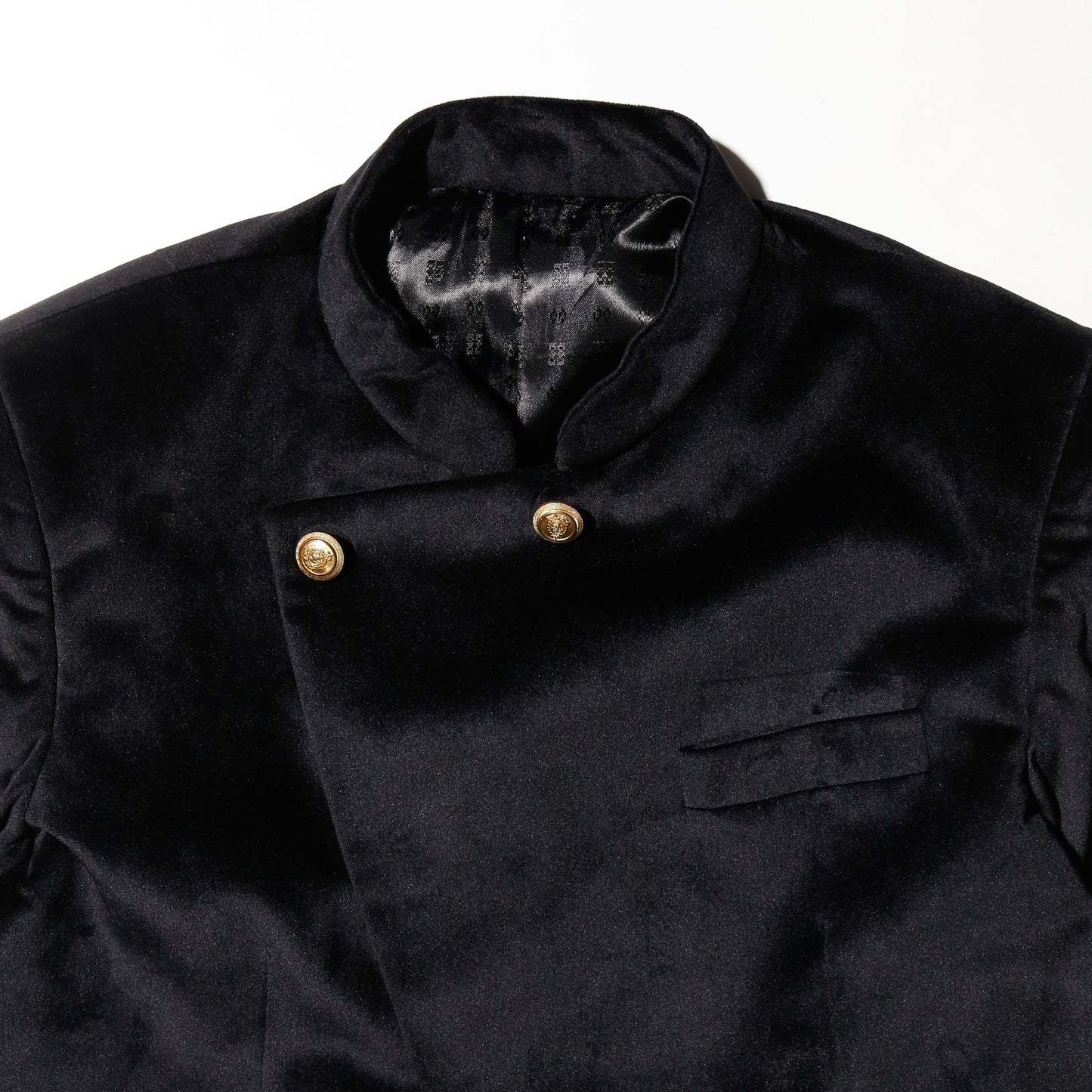 vintage mandarin collar velvet jacket
