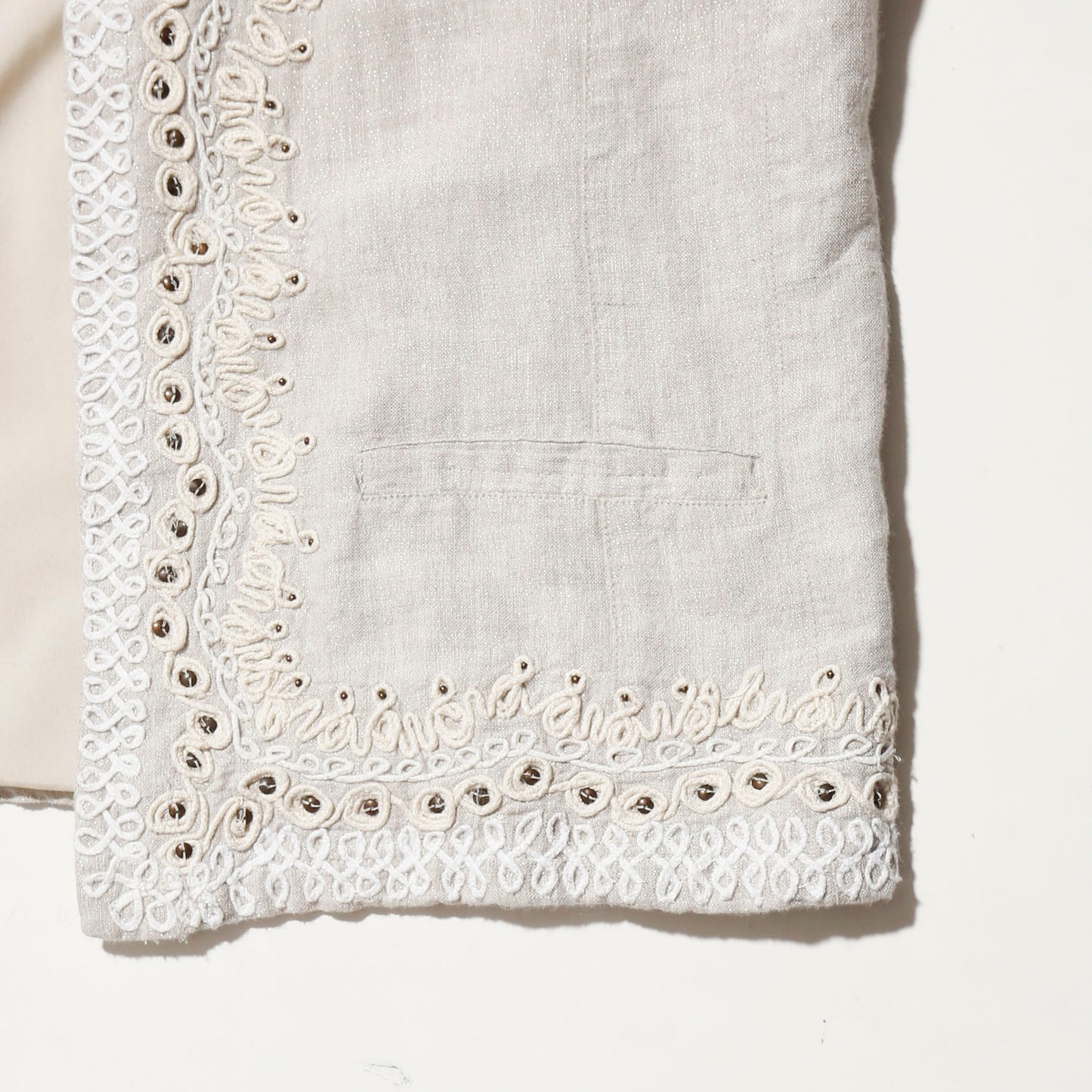 vintage chico's broderied linen jacket