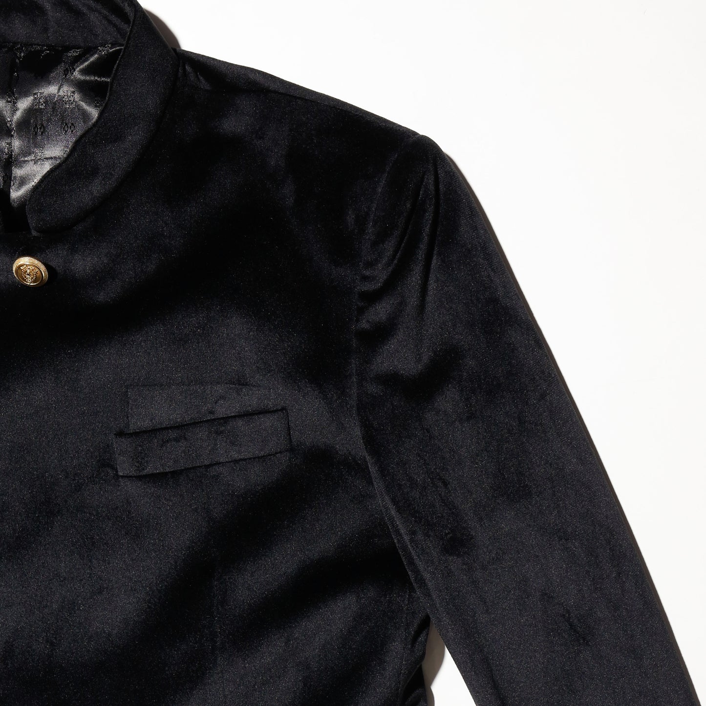 vintage mandarin collar velvet jacket