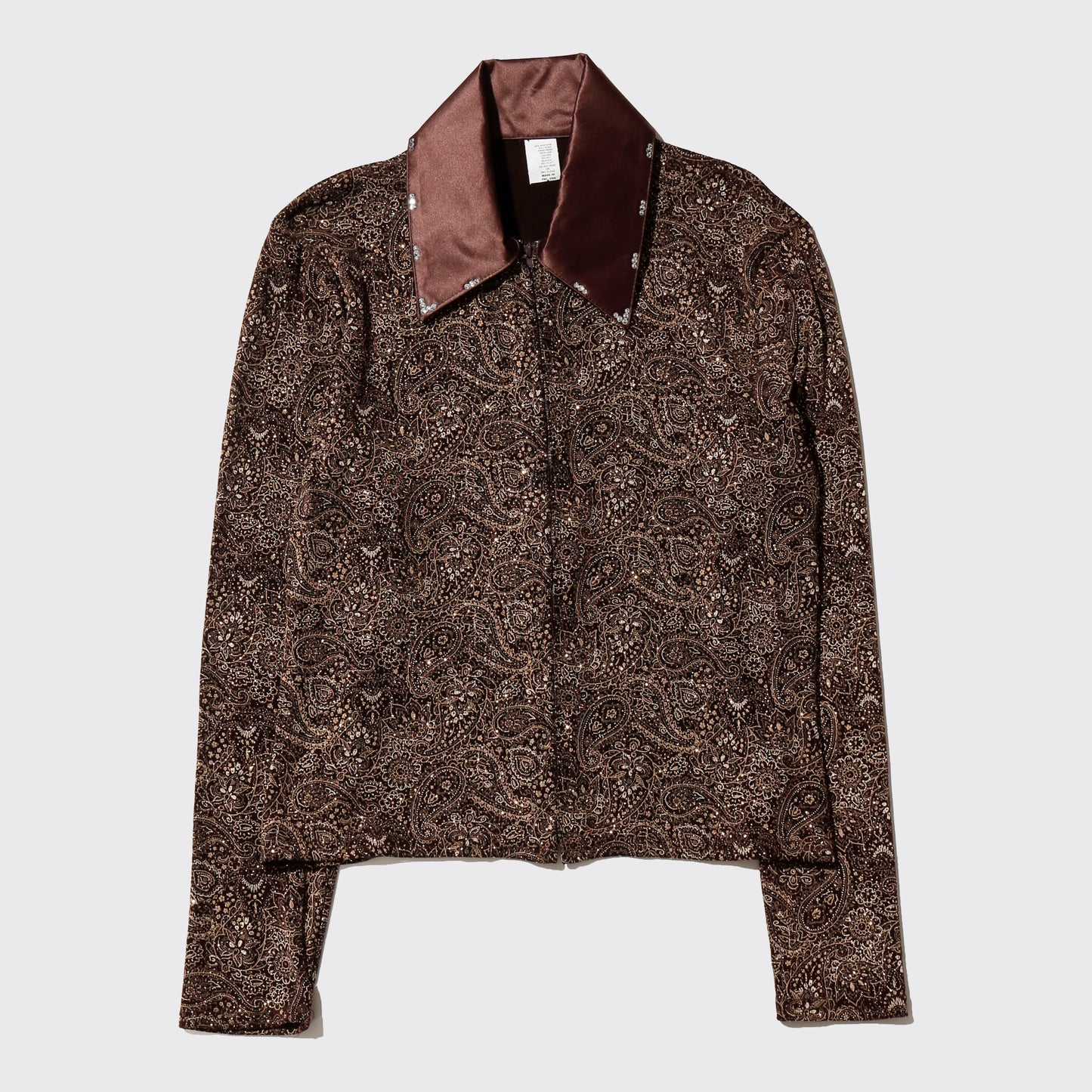vintage switched collar shinny paisley jacket
