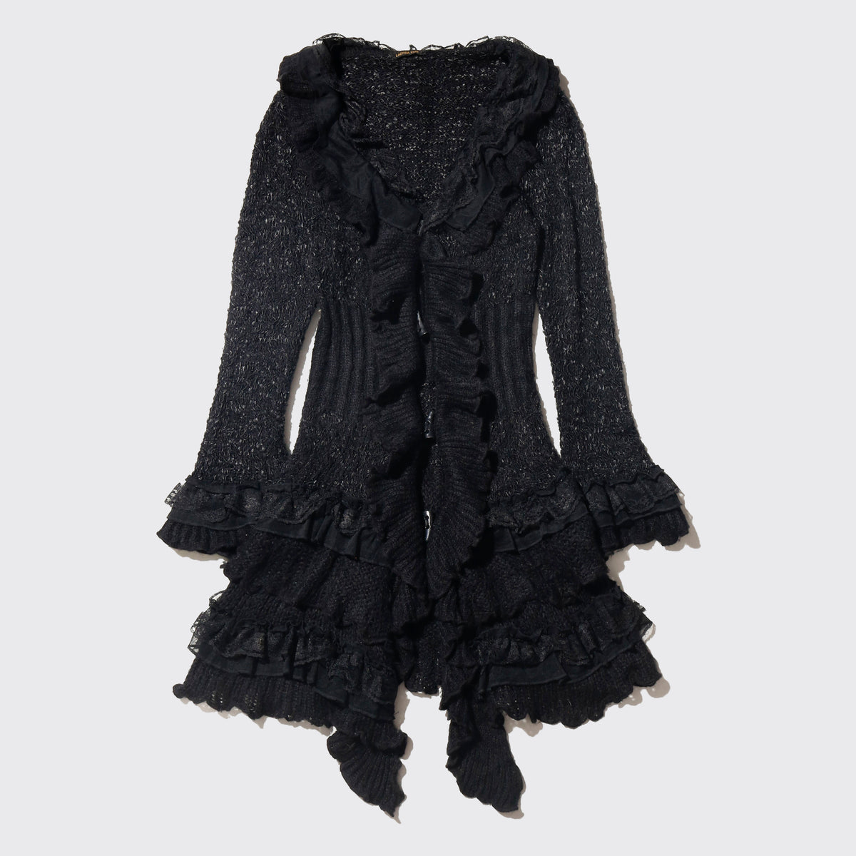 vintage ruffle knit dress cardigan