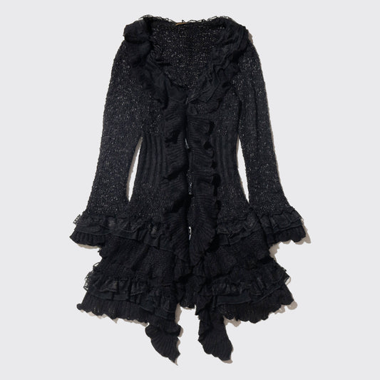 vintage ruffle knit dress cardigan