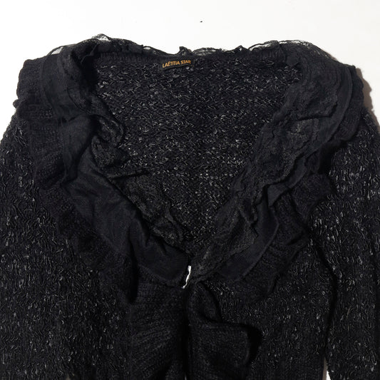 vintage ruffle knit dress cardigan