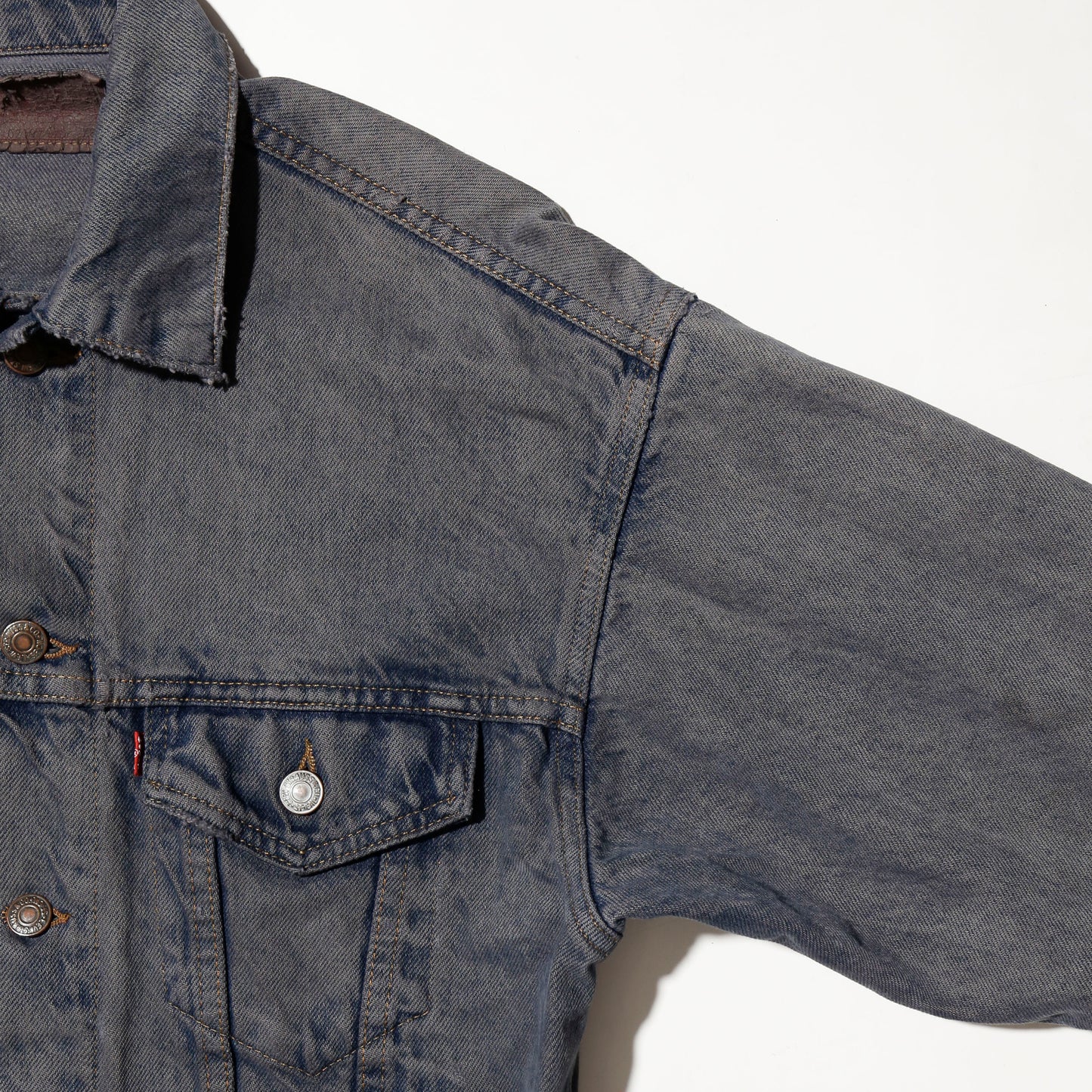 *one-off repaired fringe zipped trucker jacket