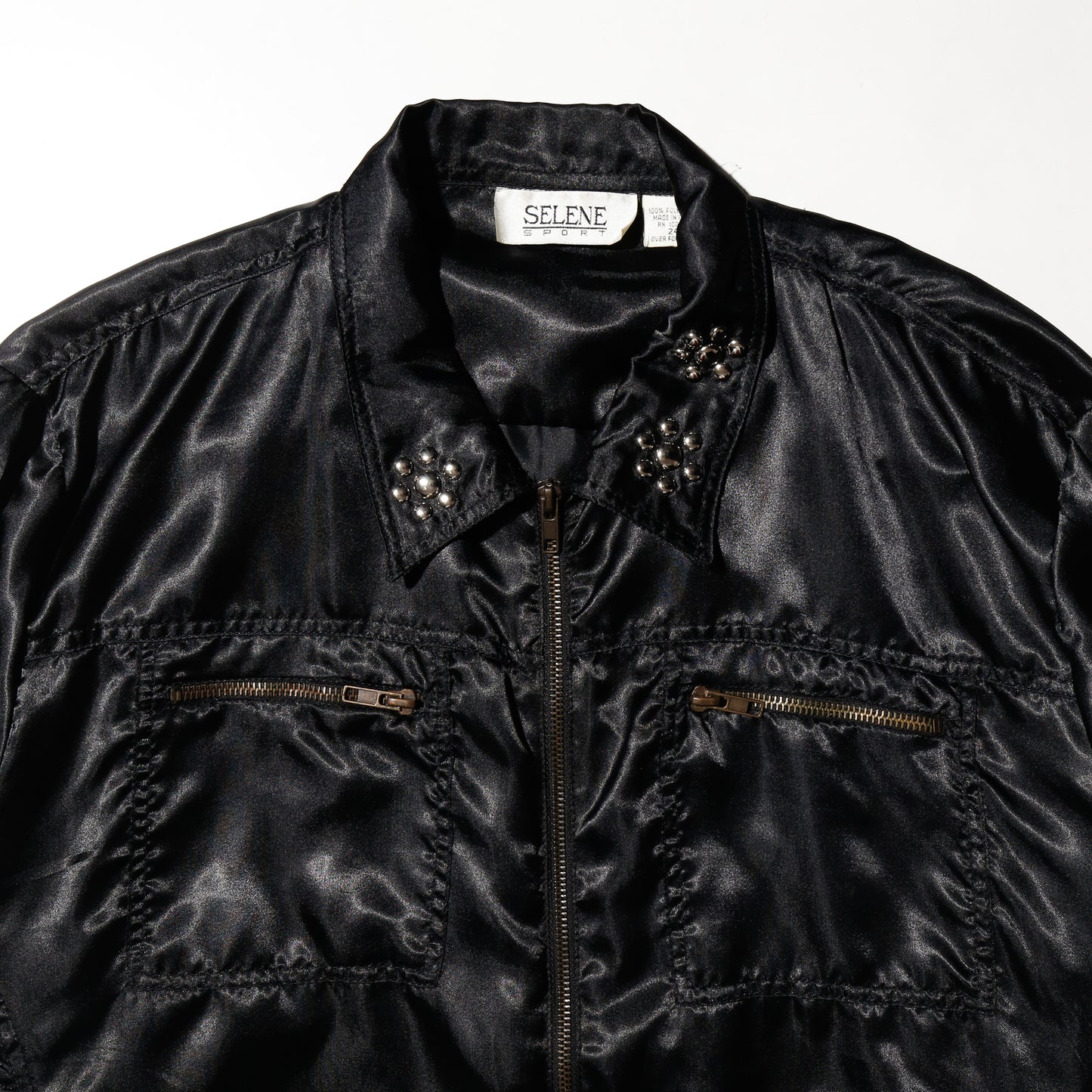 vintage studs satin utility jacket