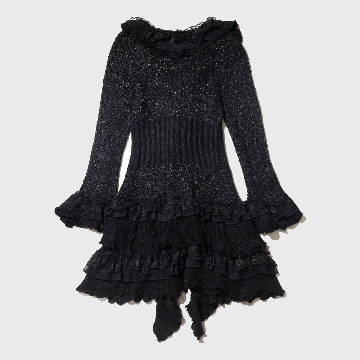 vintage ruffle knit dress cardigan