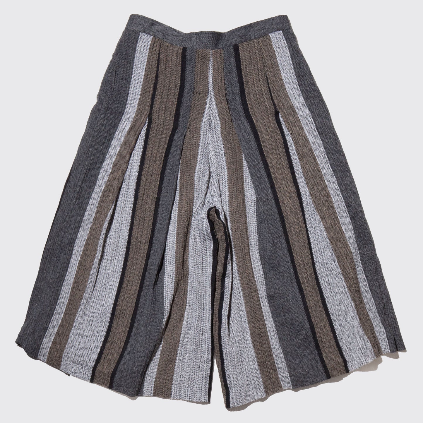 vintage stripe pleats wide shorts