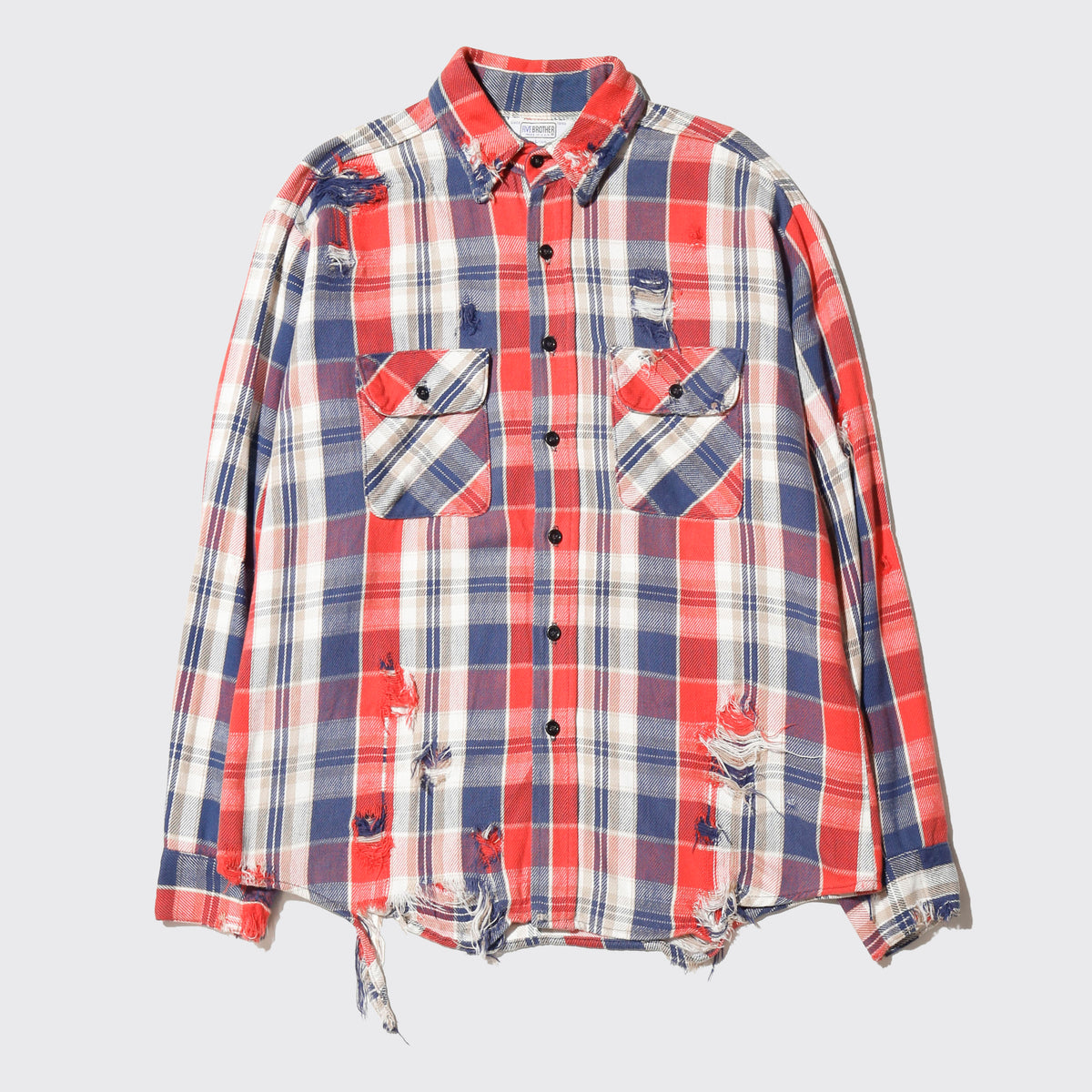 *one-off 80's five brothers broken flannel check shirt