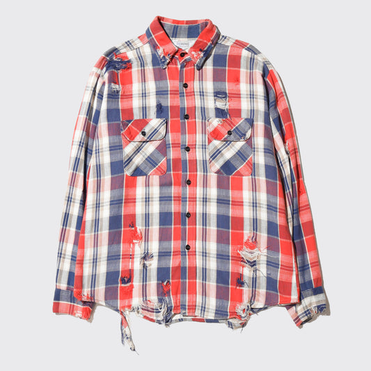 *one-off 80's five brothers broken flannel check shirt