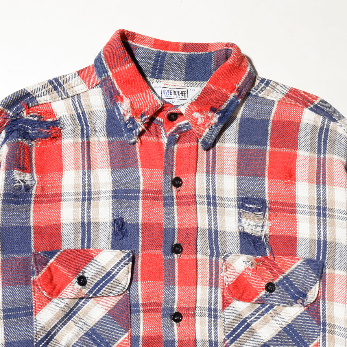*one-off 80's five brothers broken flannel check shirt