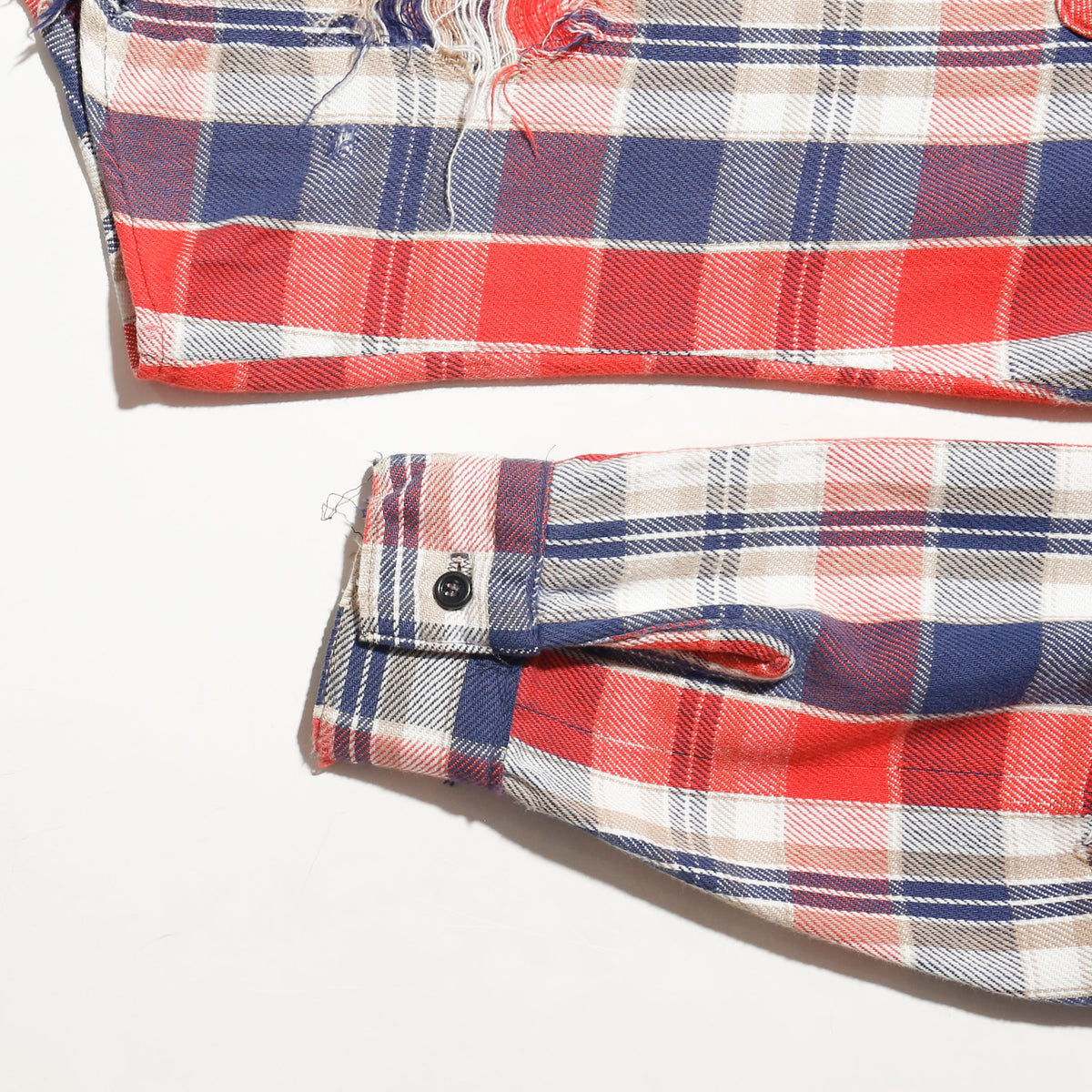*one-off 80's five brothers broken flannel check shirt