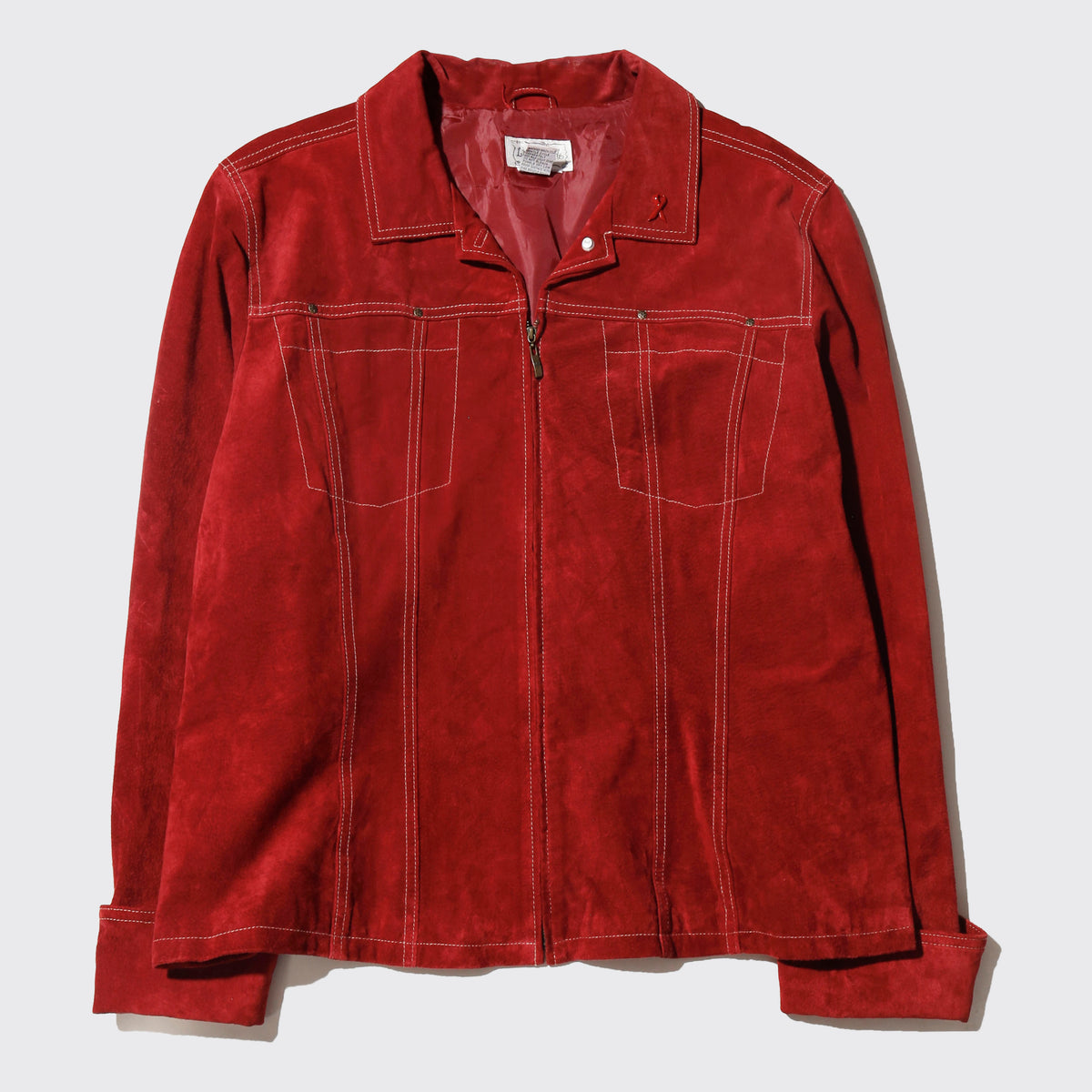 vintage stitched suede leather trucker jacket