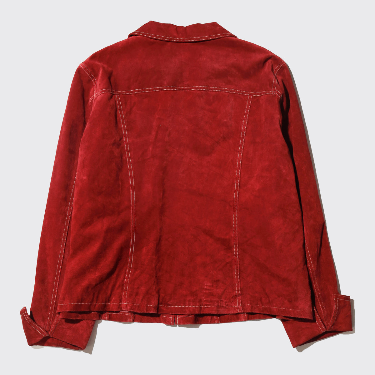 vintage stitched suede leather trucker jacket