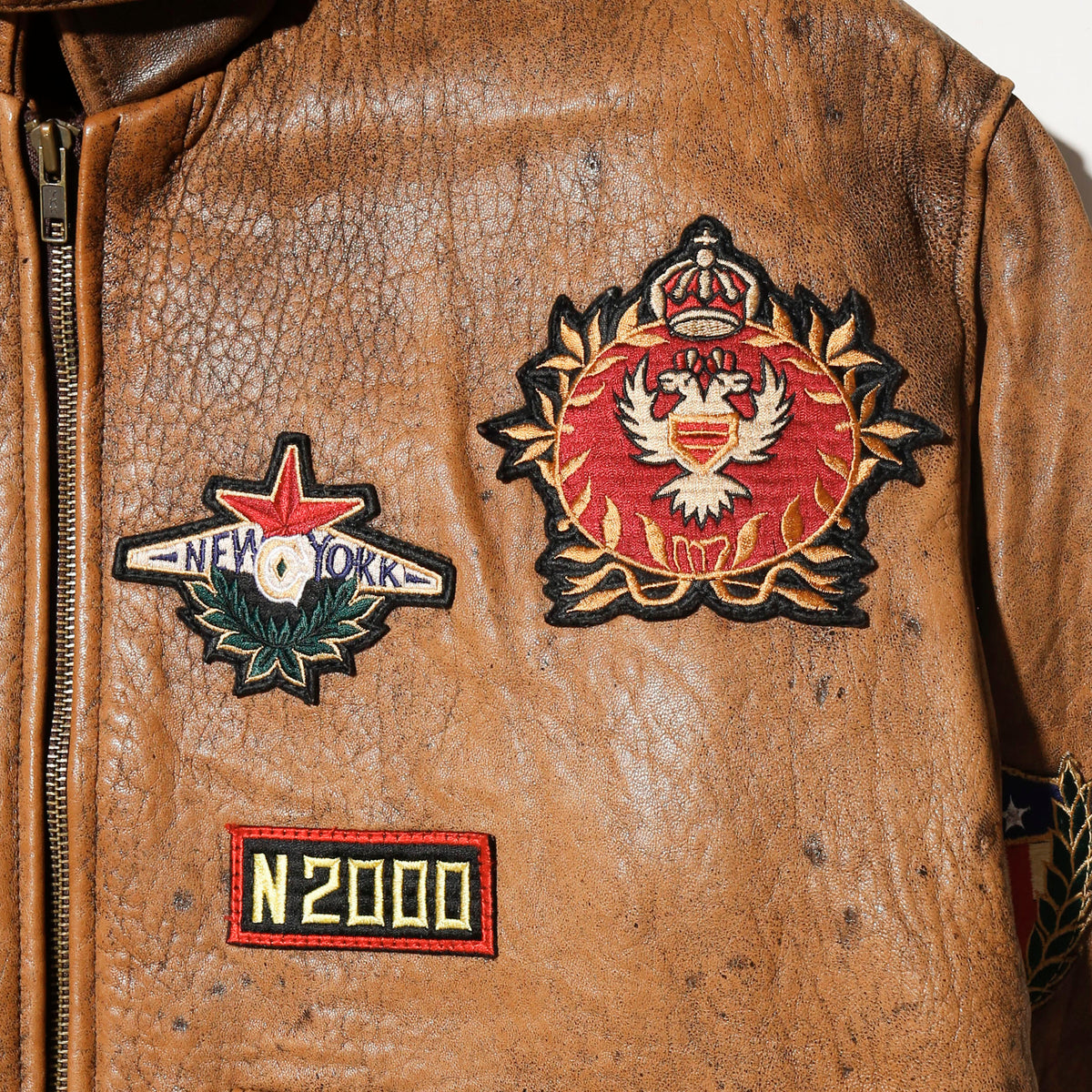 vintage 90's ceders military medal patch flight leather jacket