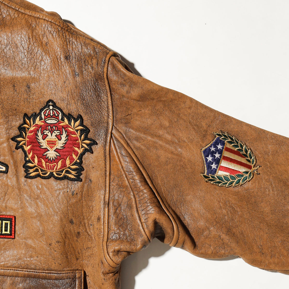 vintage 90's ceders military medal patch flight leather jacket