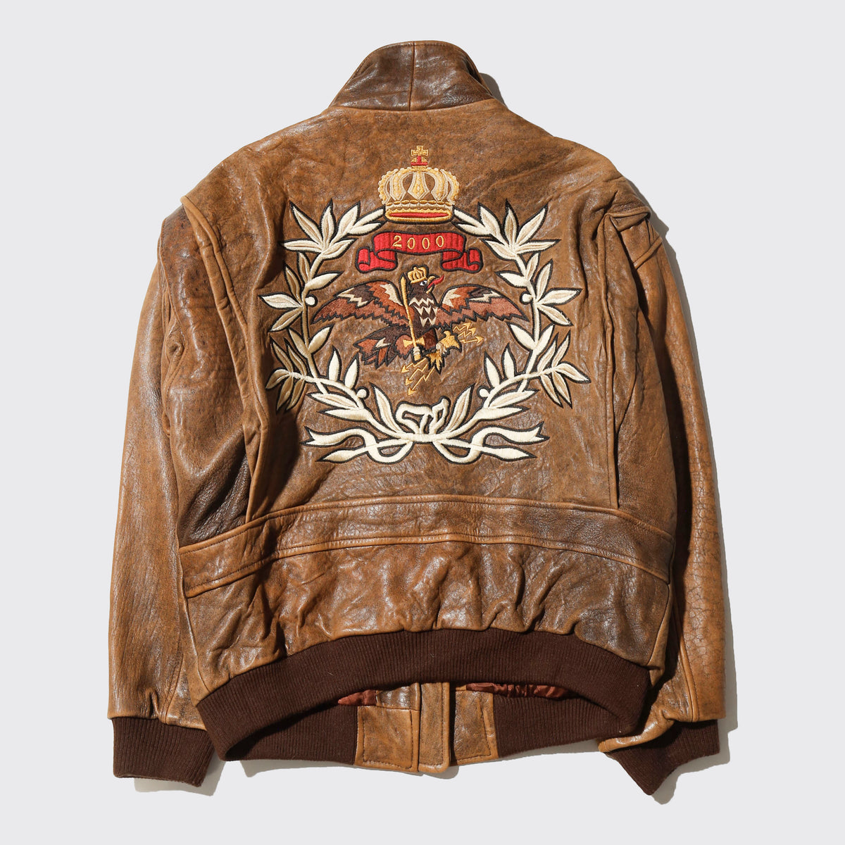 vintage 90's ceders military medal patch flight leather jacket
