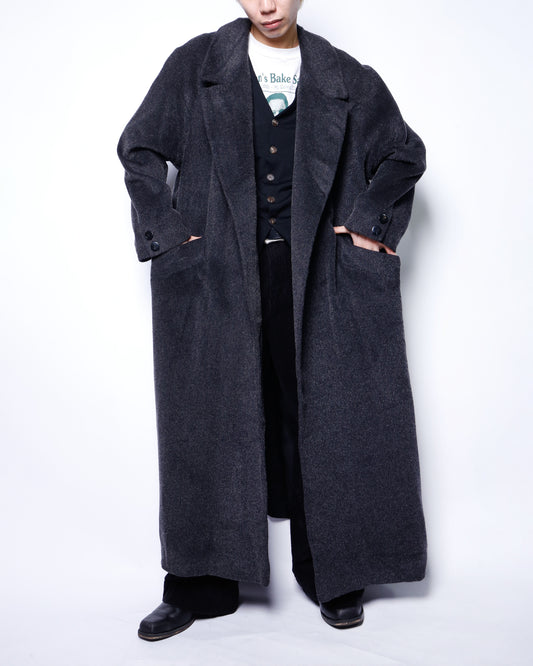 vintage 80's john weitz alpaca wool super long chesterfield coat