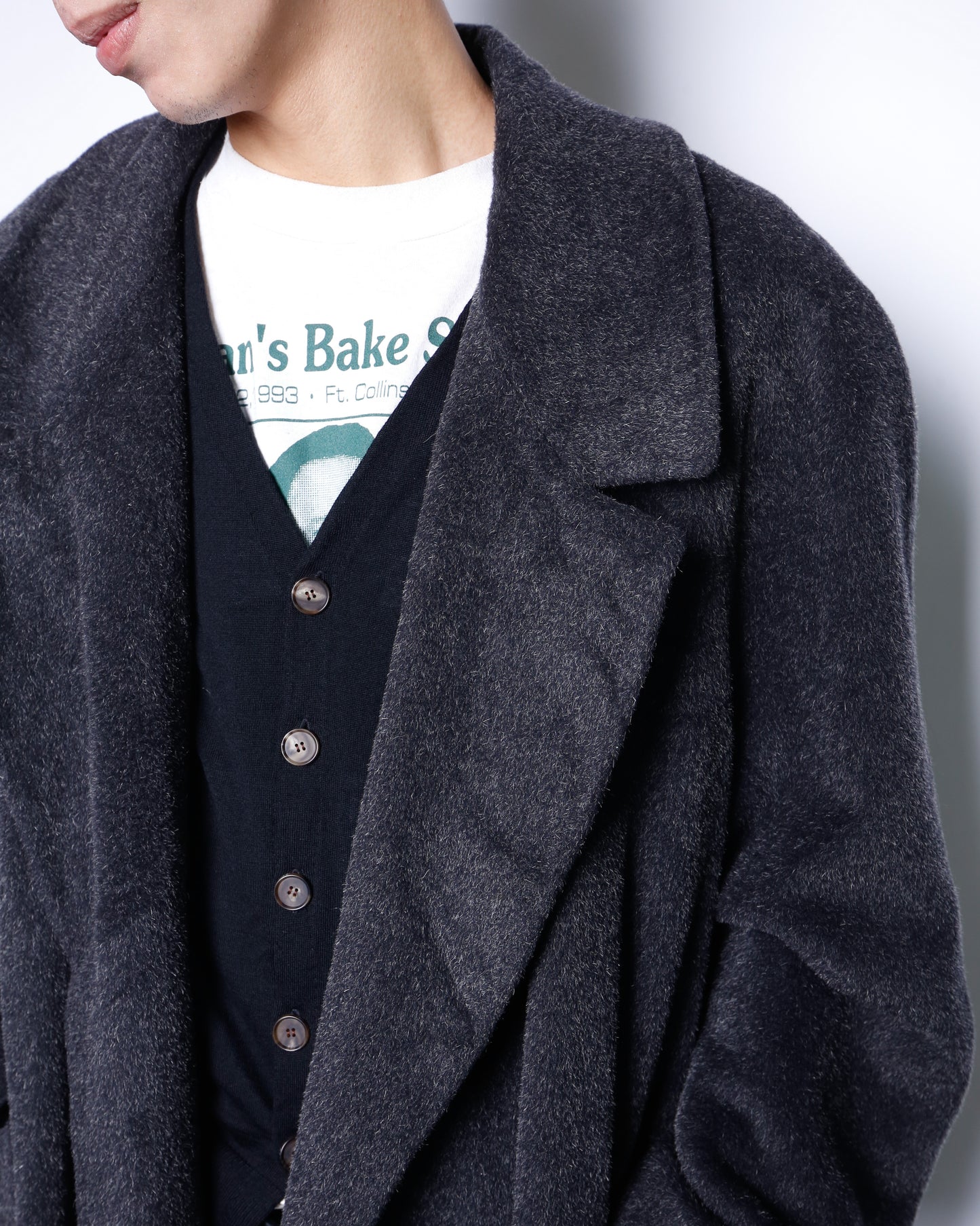 vintage 80's john weitz alpaca wool super long chesterfield coat