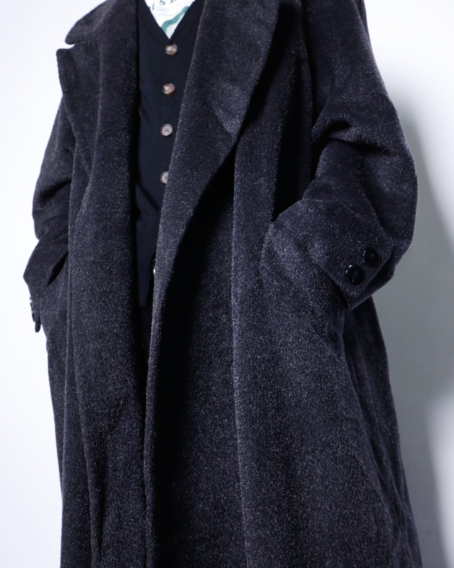 vintage 80's john weitz alpaca wool super long chesterfield coat
