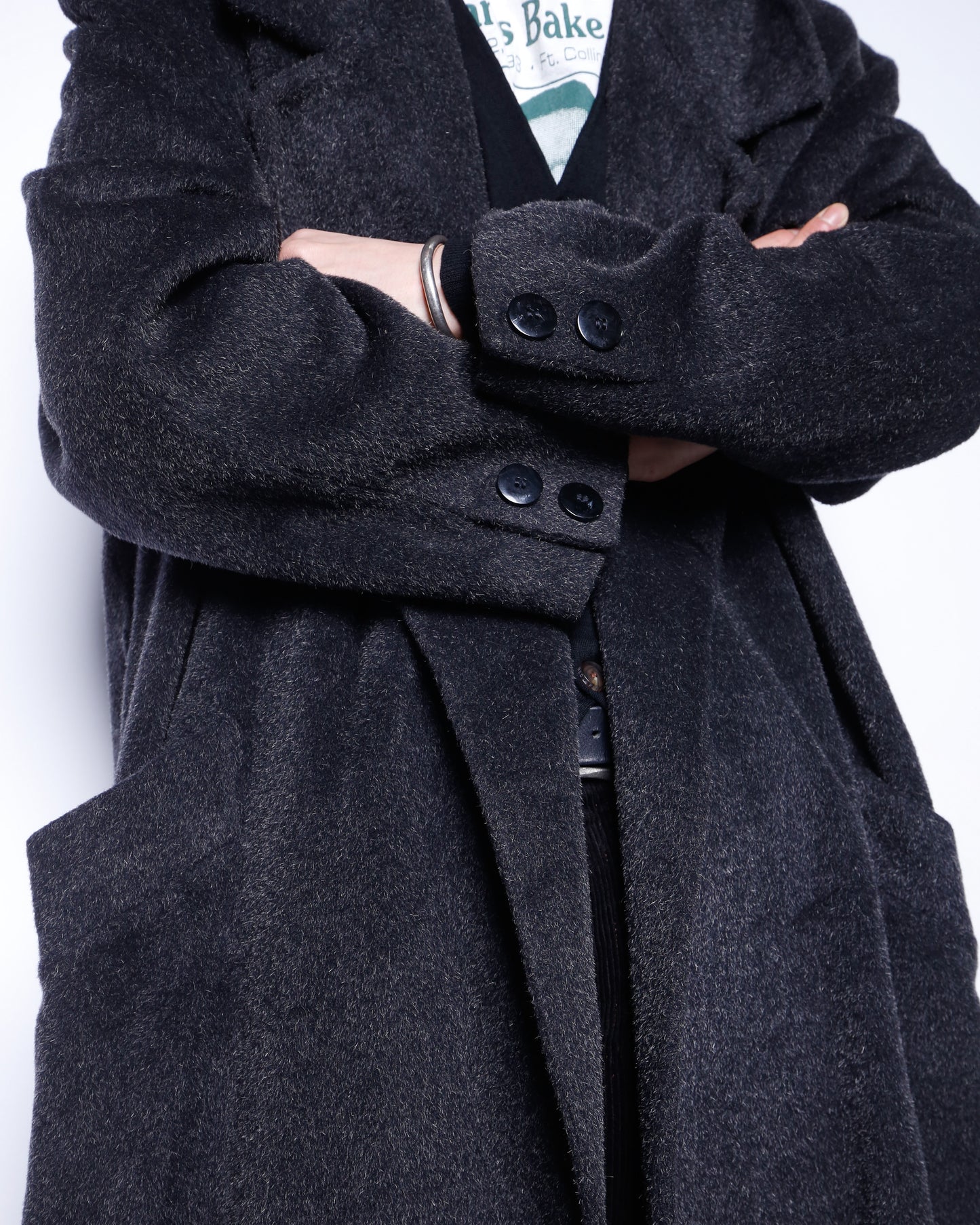 vintage 80's john weitz alpaca wool super long chesterfield coat