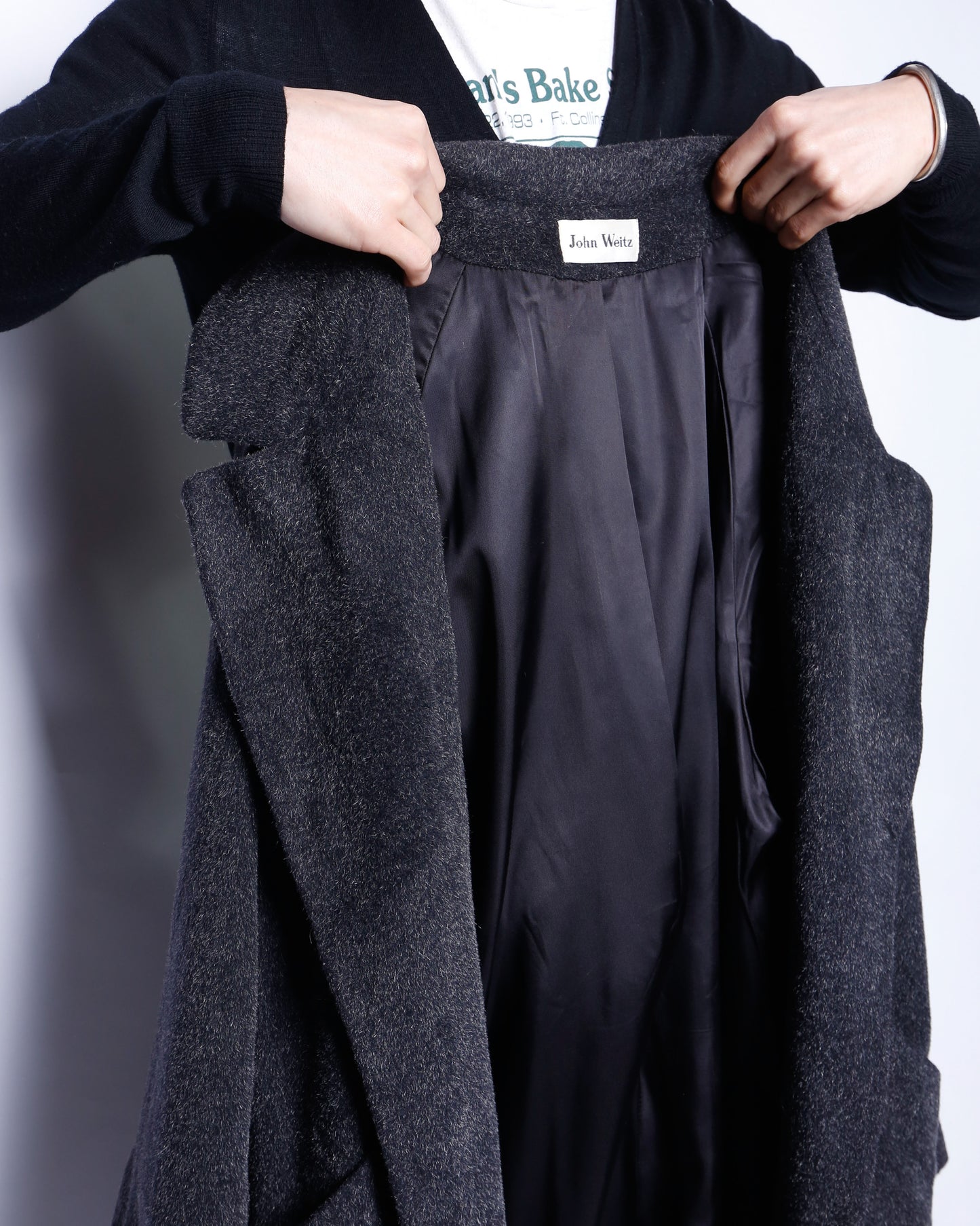 vintage 80's john weitz alpaca wool super long chesterfield coat