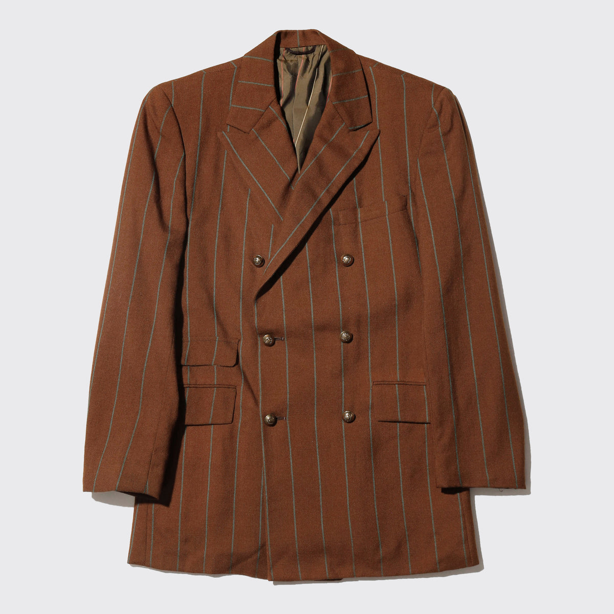 vintage teal stripe double breasted blazer