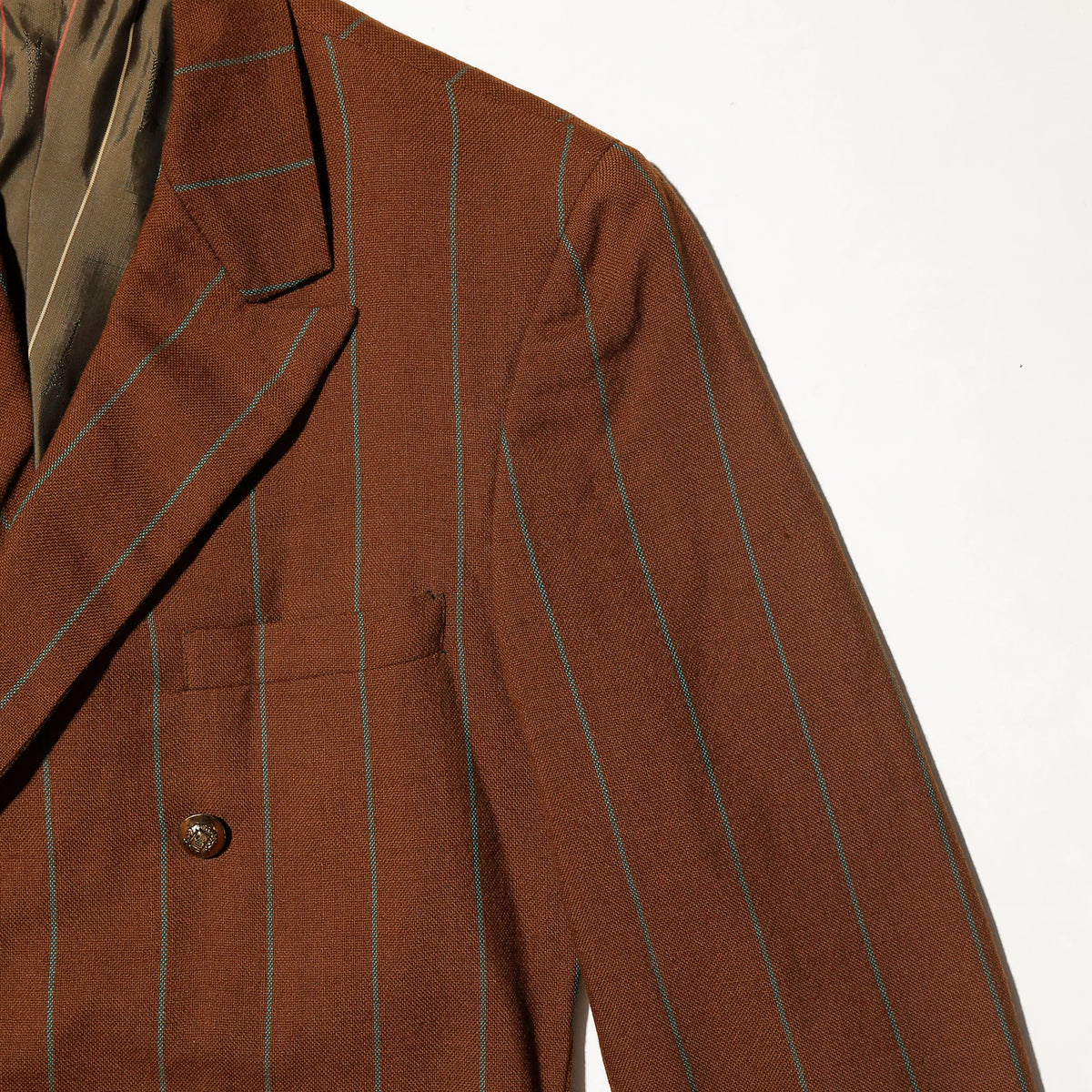 vintage teal stripe double breasted blazer