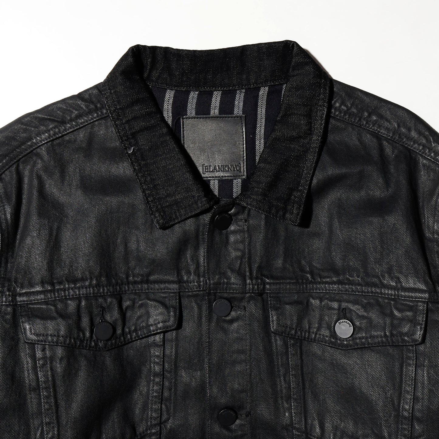 *one-off fringe zipped luster trucker jacket