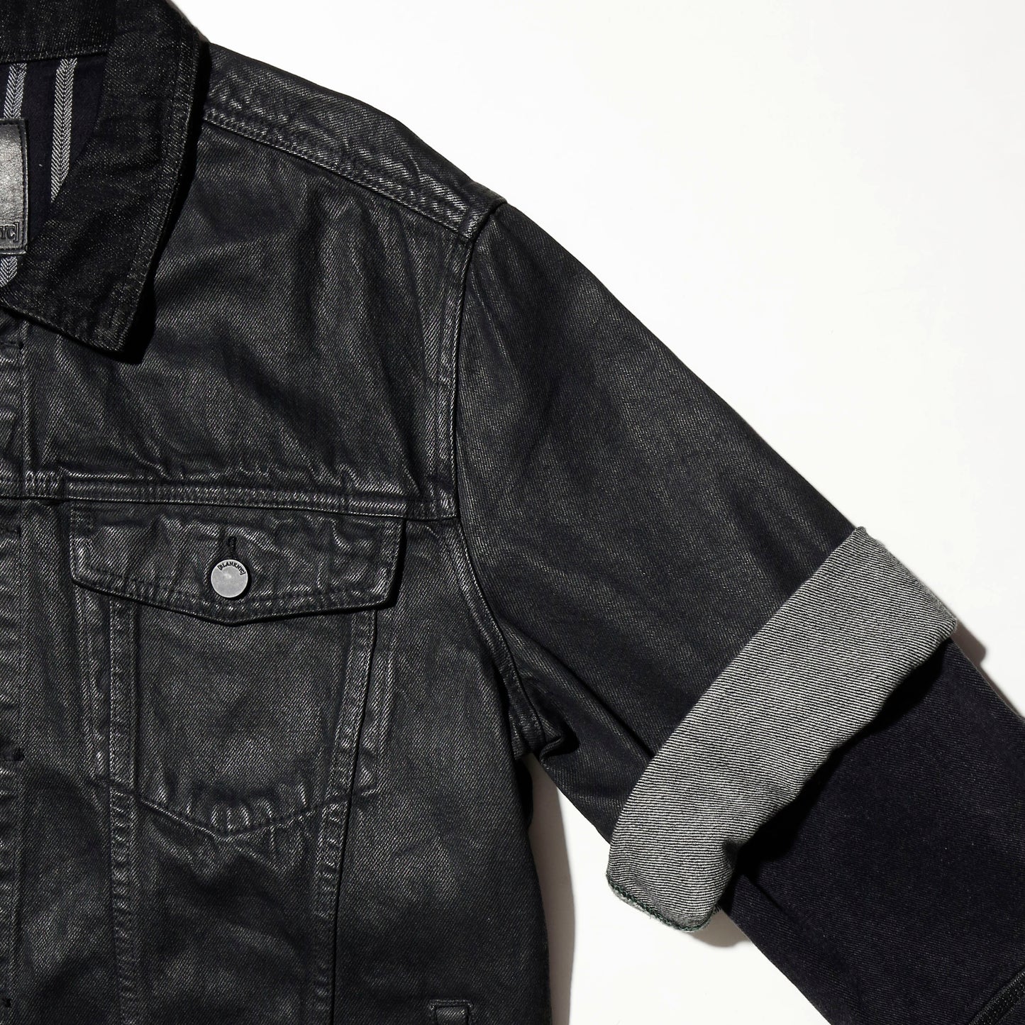 *one-off fringe zipped luster trucker jacket