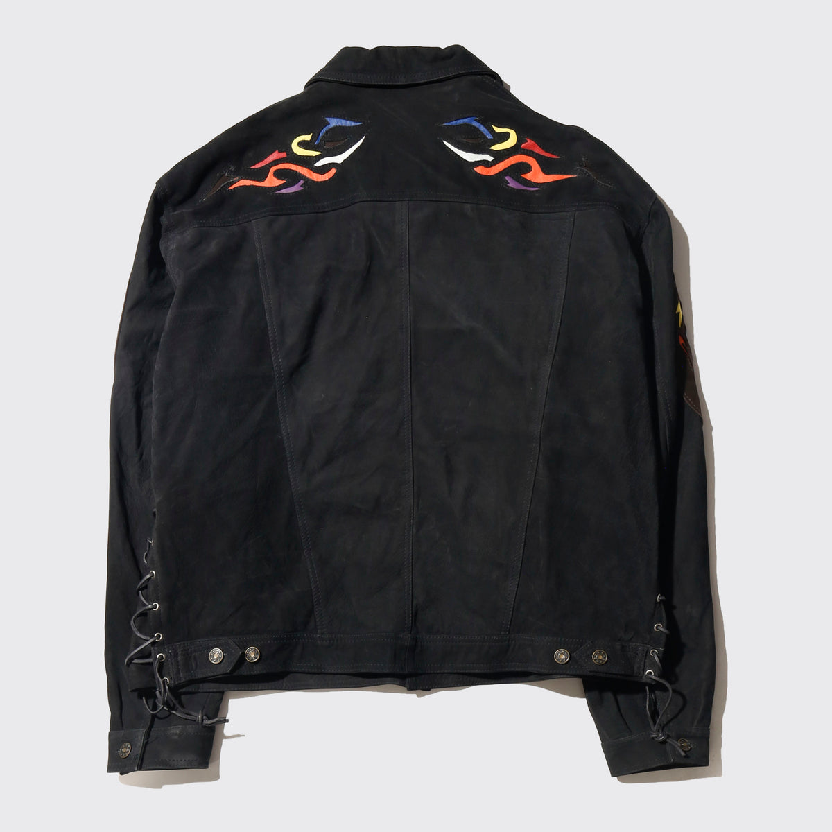 vintage tribal leather trucker jacket