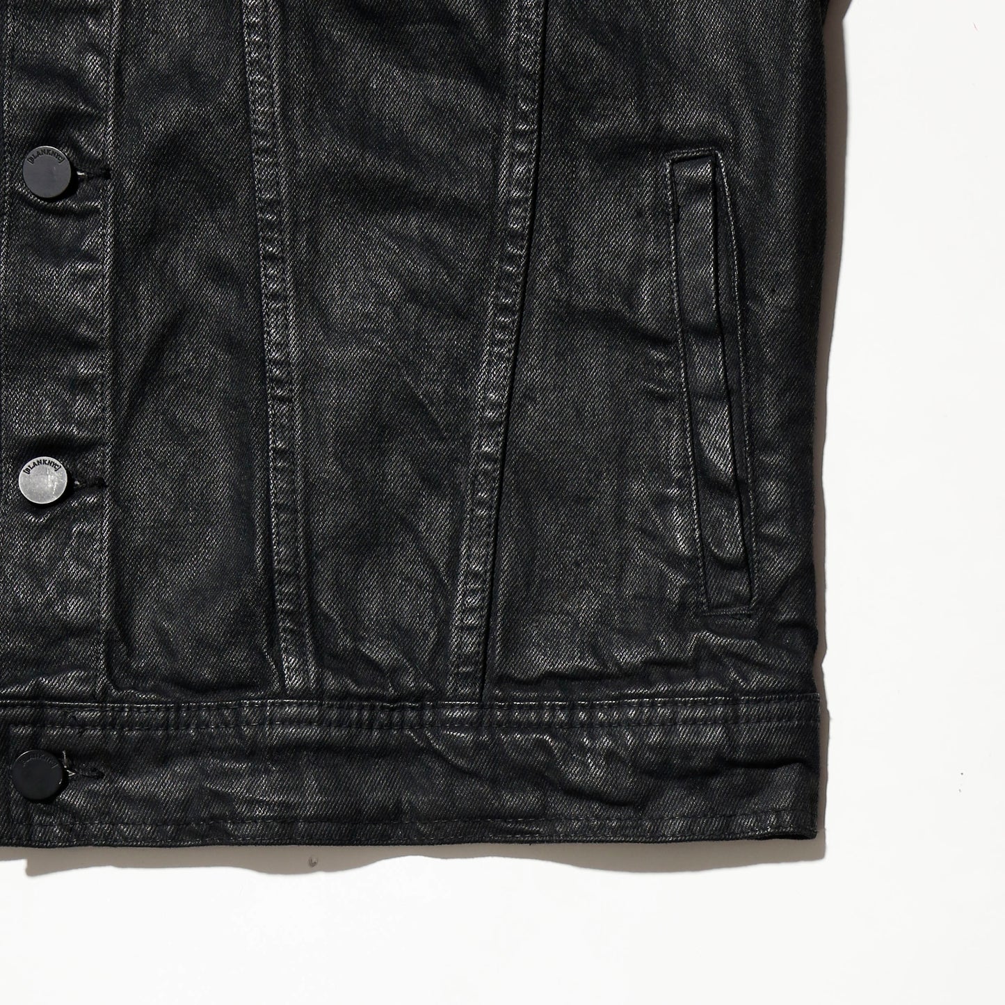 *one-off fringe zipped luster trucker jacket
