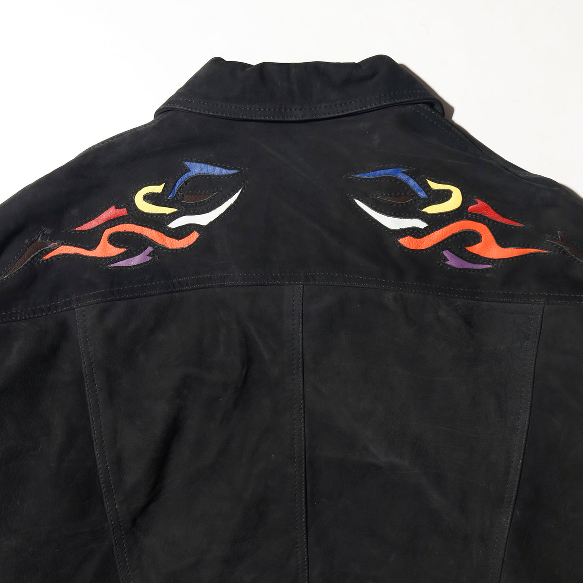 vintage tribal leather trucker jacket