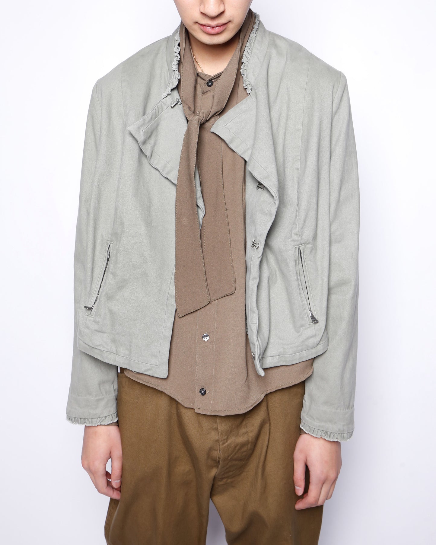 vintage cropped open swing cotton jacket