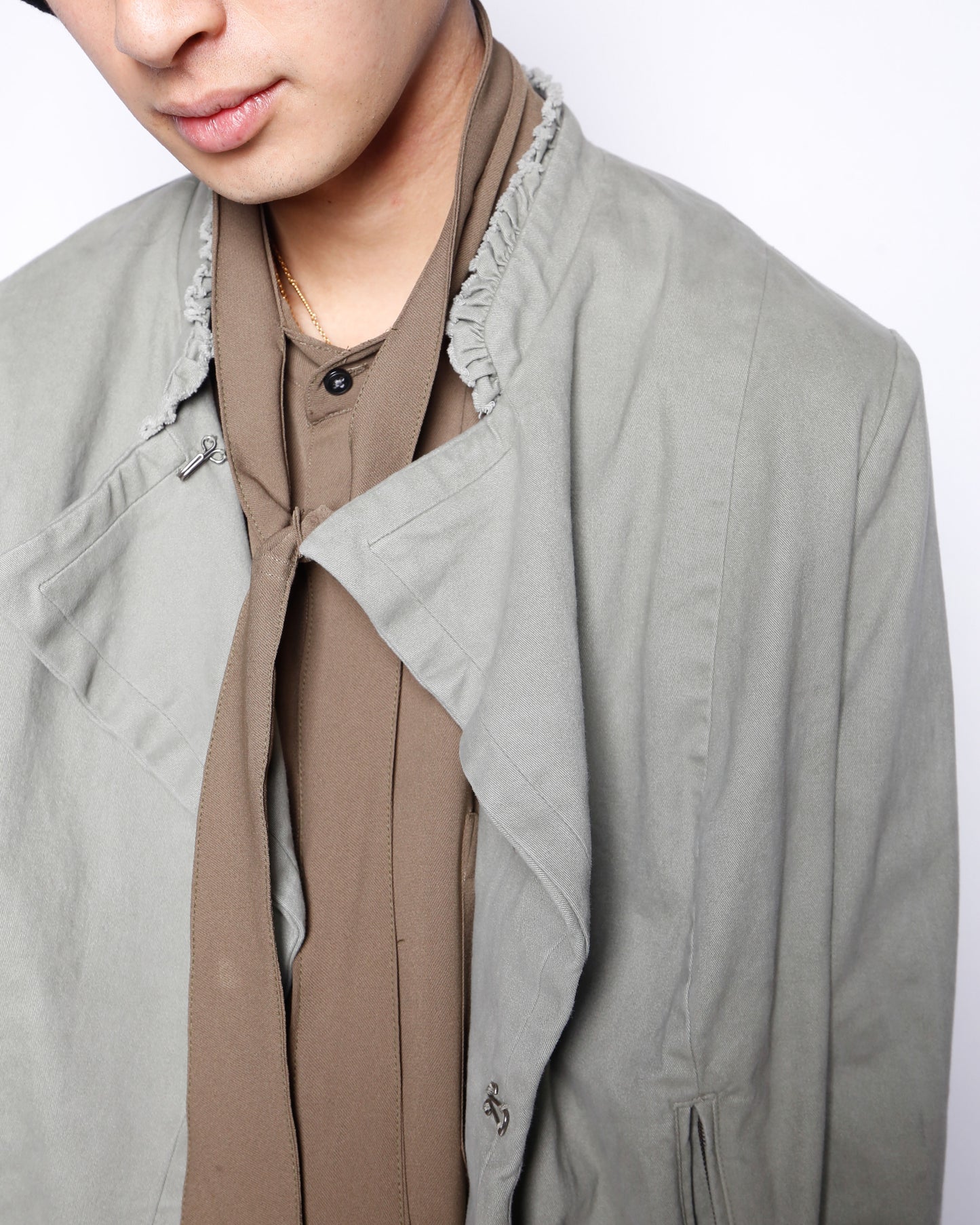 vintage cropped open swing cotton jacket