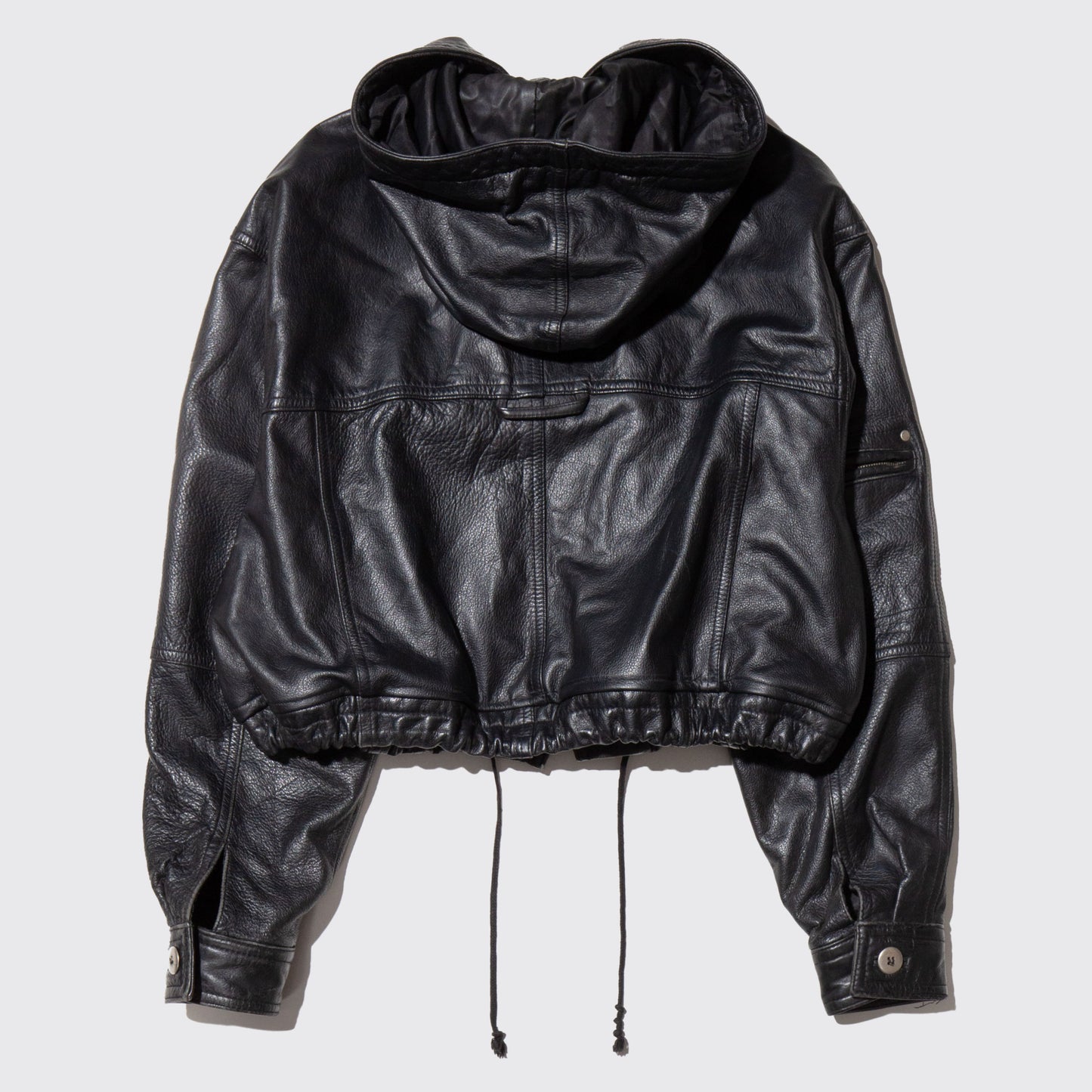 vintage cropped leather trucker hoodie